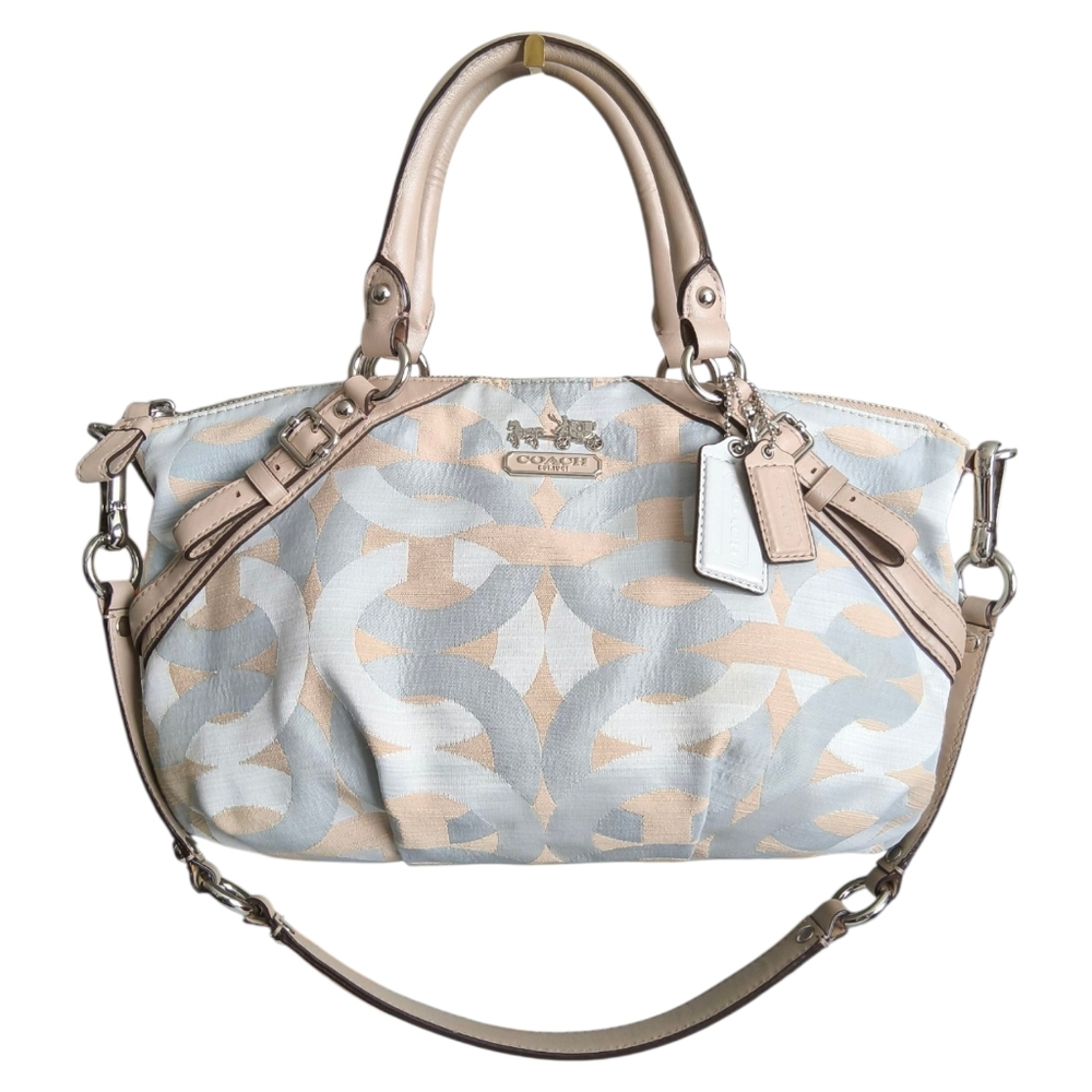 Coach Madison Sophia Satchel - OP Art Design in Silver Bay Mist Neutral 17078